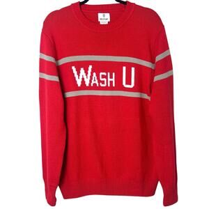 Hillflint Wash U Crewneck Knit Gameday Sweater Red Gray White Sz L